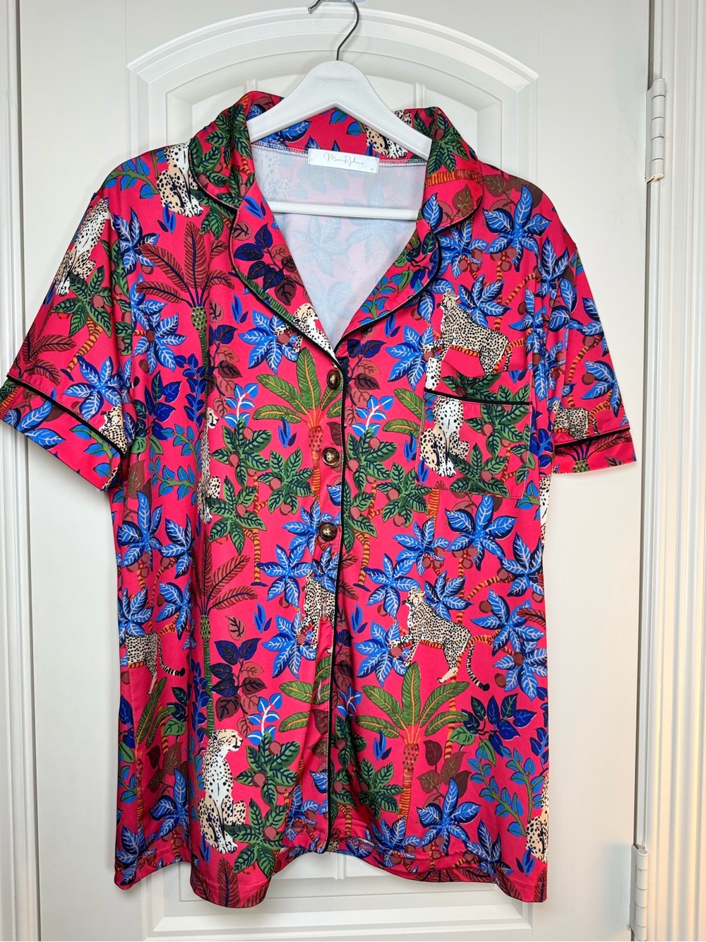 Moon Ryder Hot Pink Patterned Pajama Short Sleeve/Shorts Set - Women’s Size M